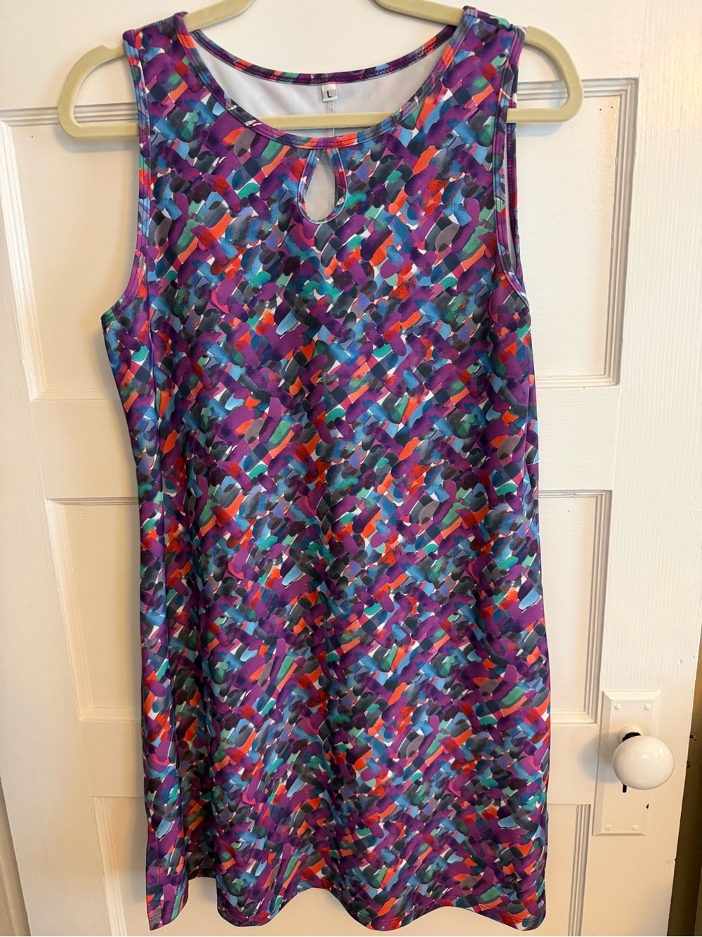 Sleeveless Mini Dress in Purple Multi Abstract Print